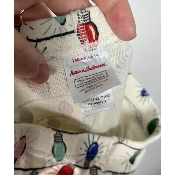Hanna Andersson Holiday Long John Pajama Set Bright Bulbs Size 10 Child Kids - Picture 6 of 8